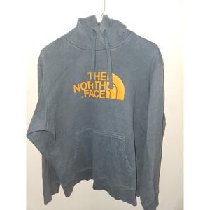 The North Face Hoodie Mens L Half Dome Blue Gray with Orange Logo pullover